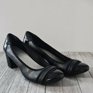 Jenn Ardor Size 10 Black Patent Leather Platform 2" High Heeled Womens Shoes